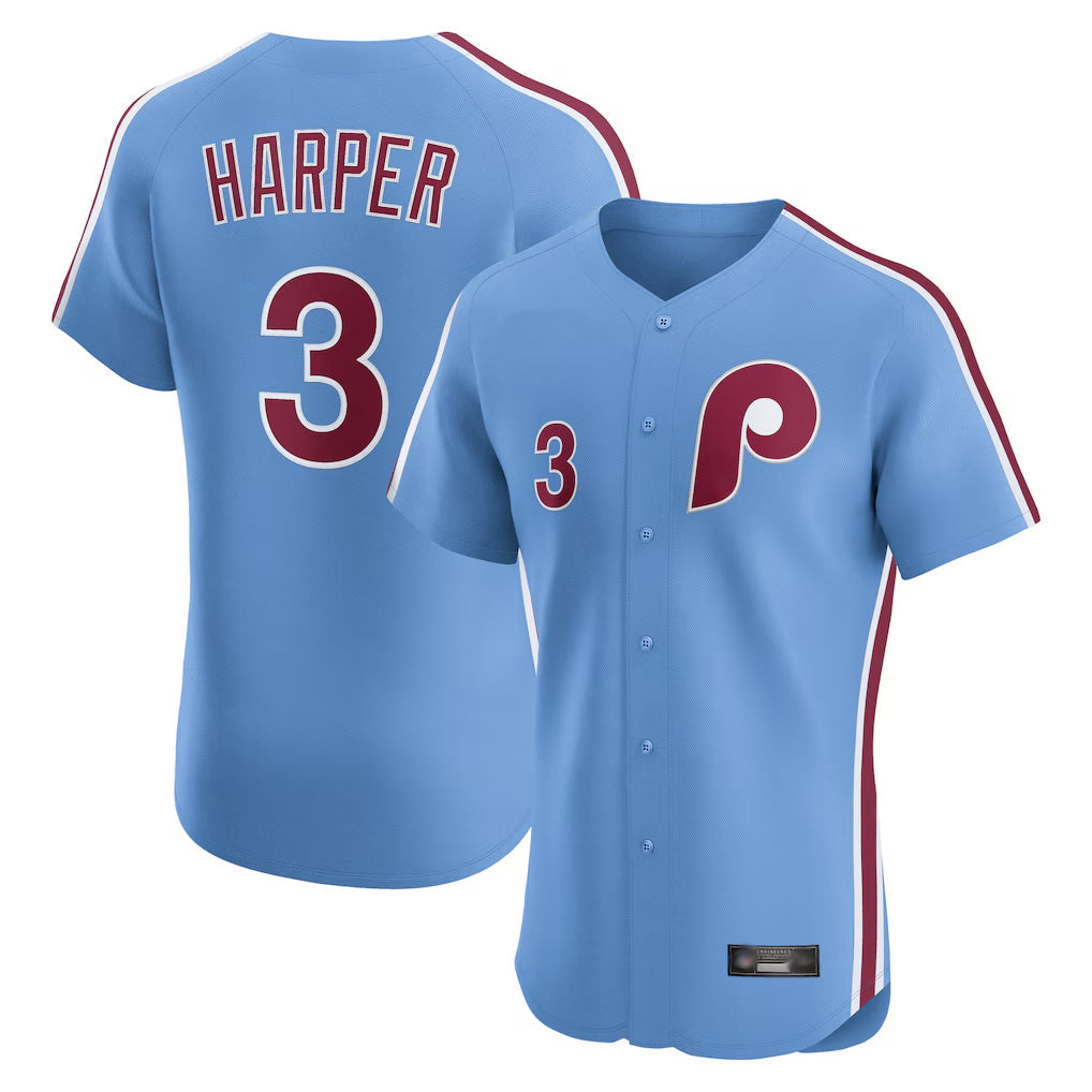 Jamed P.Phillies #3 Bryce Harper Player Light Blue Home Limited Elite Stitched Jerseys