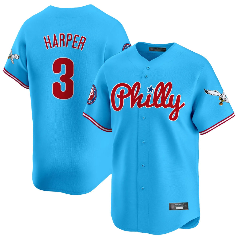 Jamed P.Phillies #3 Bryce Harper Player Light Blue Phillies & Eagles Vapor Premier Limited Stitched Jerseys