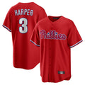 Jamed P.Phillies #3 Bryce Harper Player Red Home Game Stitched Jerseys