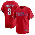 Jamed P.Phillies #3 Bryce Harper Player Red Home Limited Stitched Jerseys