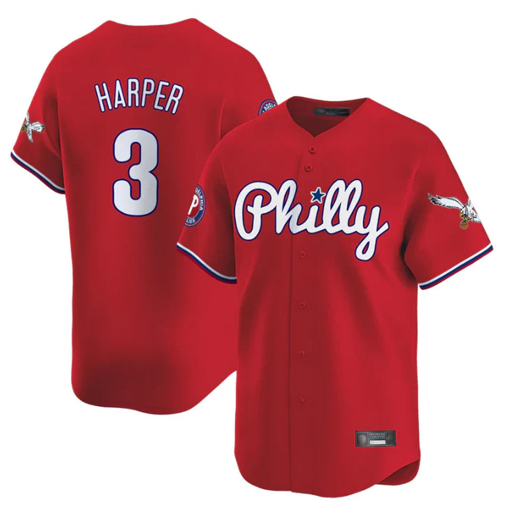 Jamed P.Phillies #3 Bryce Harper Player Red Phillies & Eagles Vapor Premier Limited Stitched Jerseys