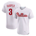 Jamed P.Phillies #3 Bryce Harper Player White Home Limited Elite Stitched Jerseys