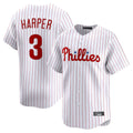 Jamed P.Phillies #3 Bryce Harper Player White Home Limited Stitched Jerseys