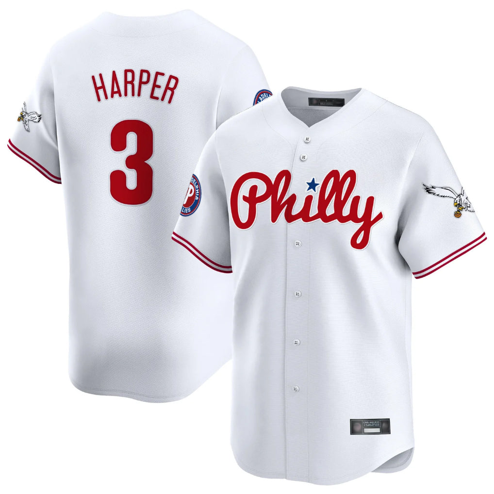 Jamed P.Phillies #3 Bryce Harper Player White Phillies & Eagles Vapor Premier Limited Stitched Jersey