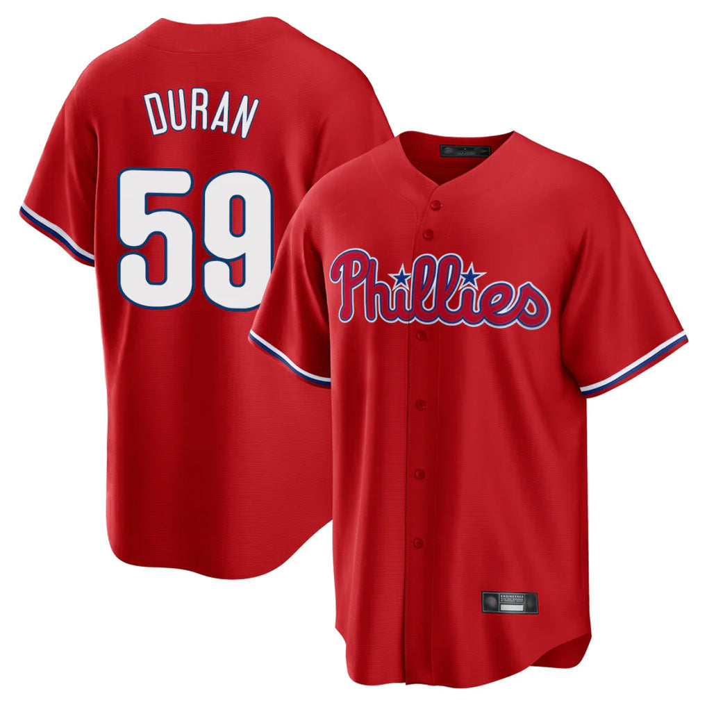 Jamed P.Phillies #59 Jhoan Duran Player Red Home Game Stitched Jerseys