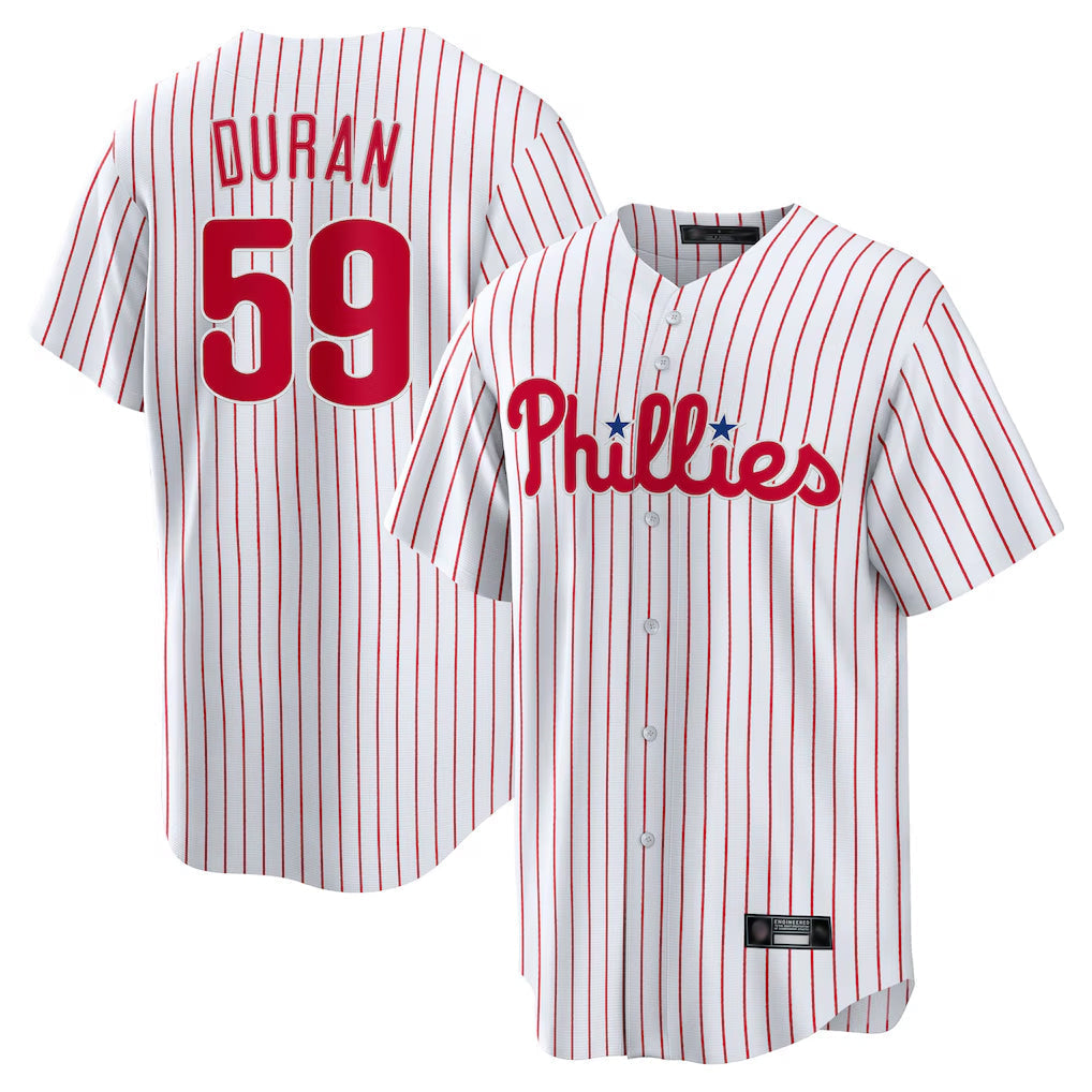 Jamed P.Phillies #59 Jhoan Duran Player White Home Game Stitched Jerseys