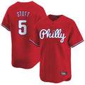 Jamed P.Phillies #5 Bryson Stott Player Red Home Limited Stitched Jerseys