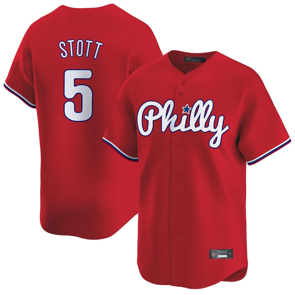 Jamed P.Phillies #5 Bryson Stott Player Red Home Limited Stitched Jerseys