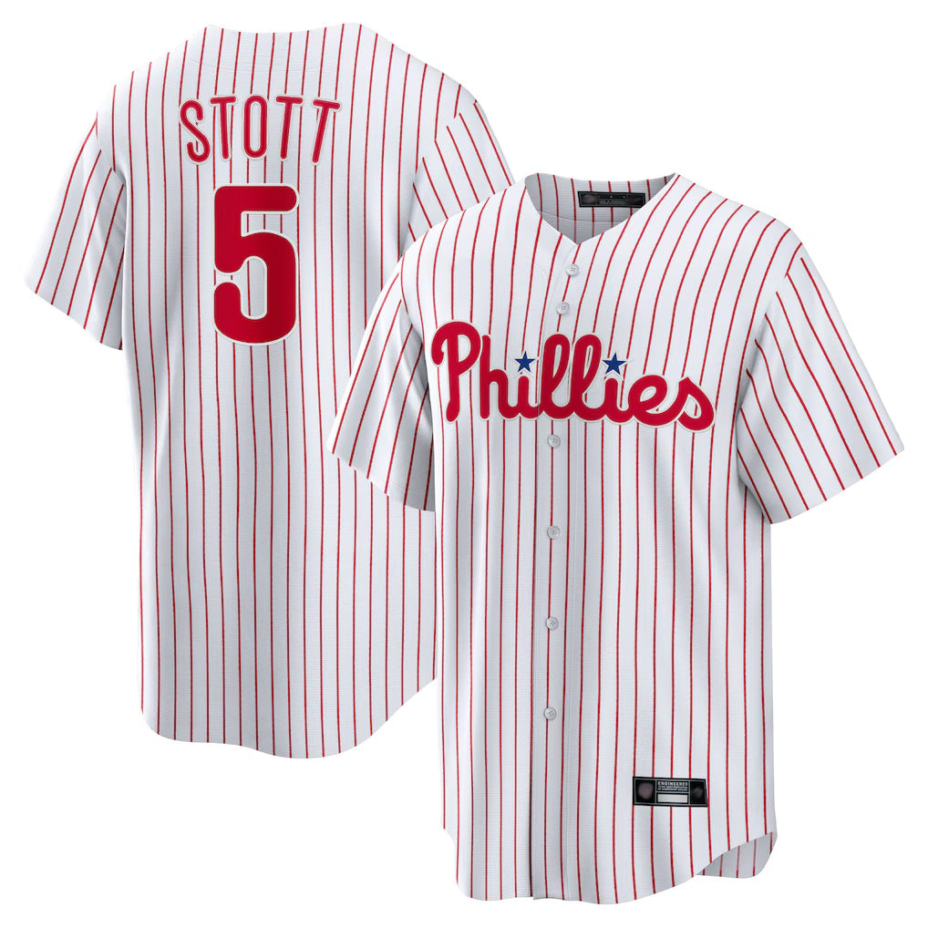 Jamed P.Phillies #5 Bryson Stott Player White Home Game Stitched Jerseys