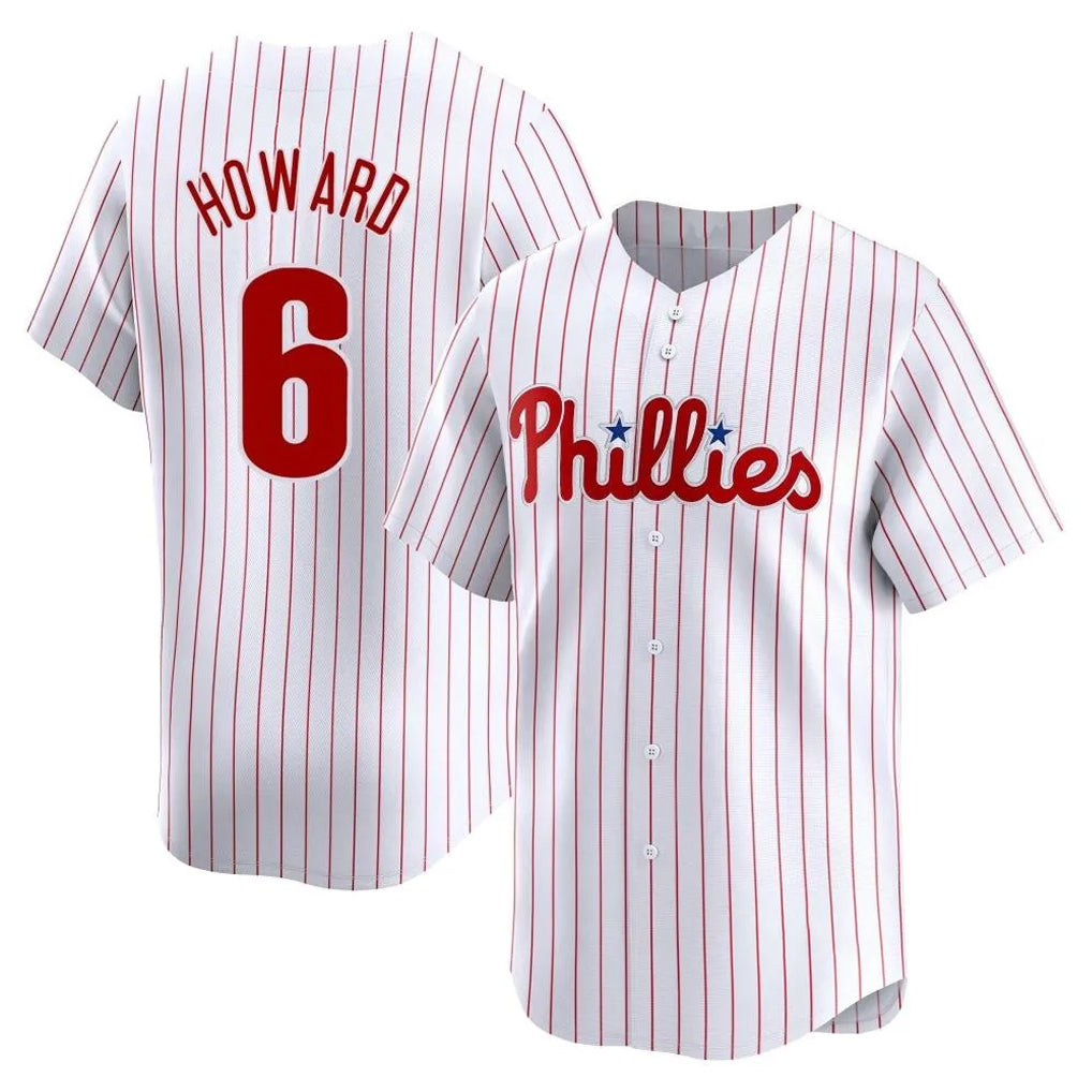 Jamed P.Phillies #6 Ryan Howard Player White Home Limited Stitched Jerseys