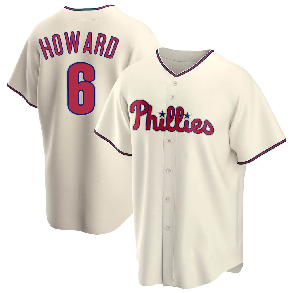 Jamed P.Phillies #6 Ryan Howardr Player Cream Home Game Stitched Jerseys
