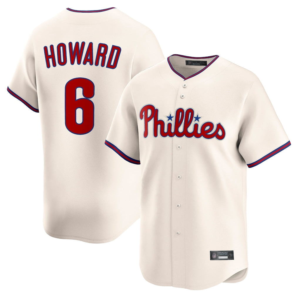Jamed P.Phillies #6 Ryan Howardr Player Cream Home Limited Stitched Jerseys