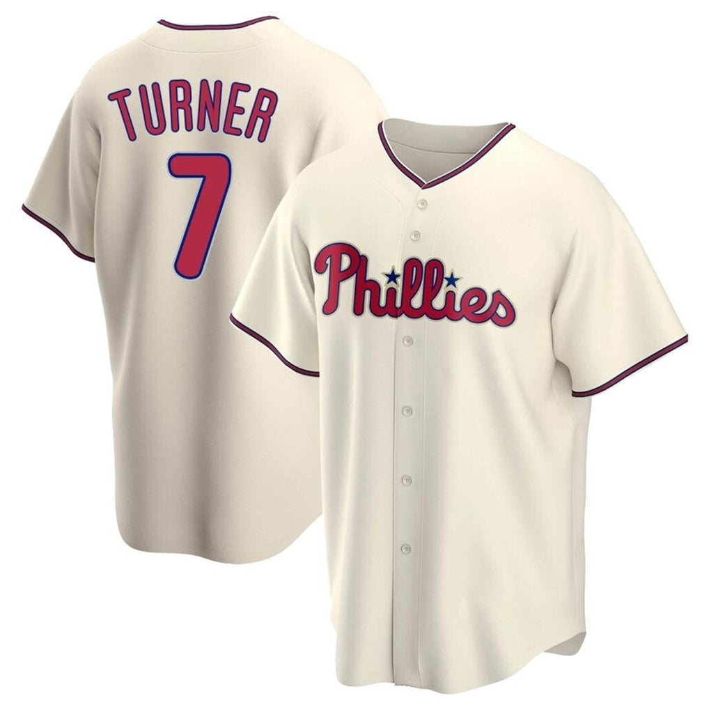 Jamed P.Phillies #7 Trea Turner Player Cream Home Game Stitched Jerseys
