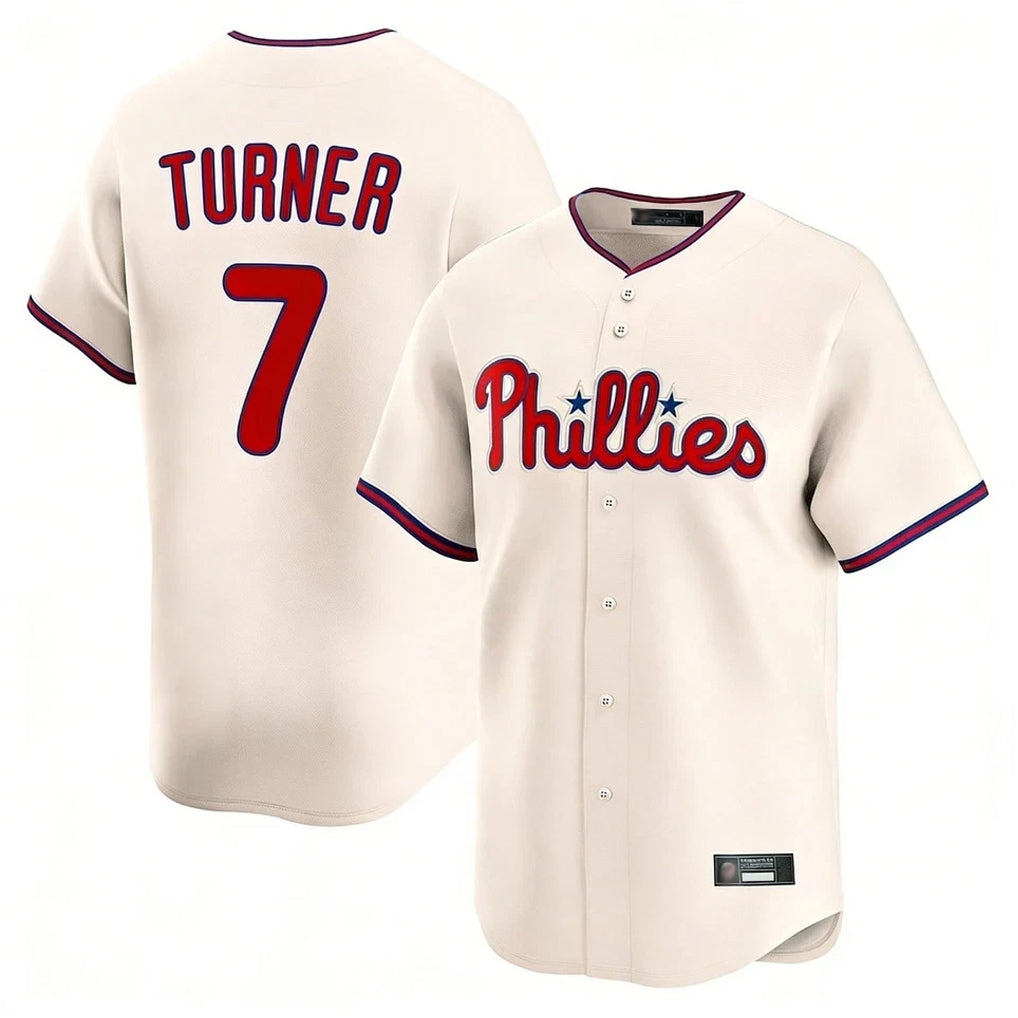 Jamed P.Phillies #7 Trea Turner Player Cream Home Limited Stitched Jerseys
