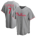 Jamed P.Phillies #7 Trea Turner Player Gray Home Game Stitched Jerseys