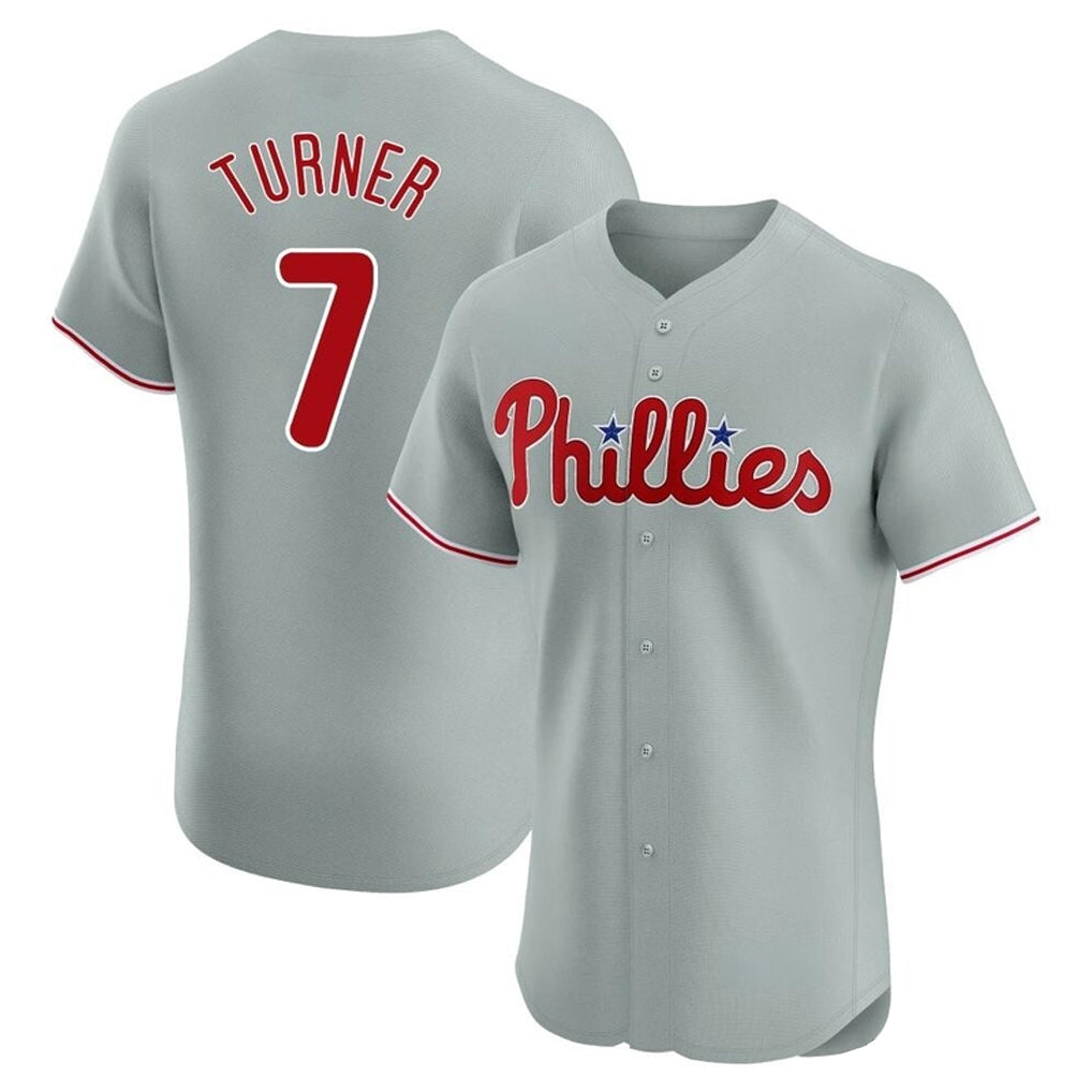 Jamed P.Phillies #7 Trea Turner Player Gray Home Limited Elite Stitched Jerseys