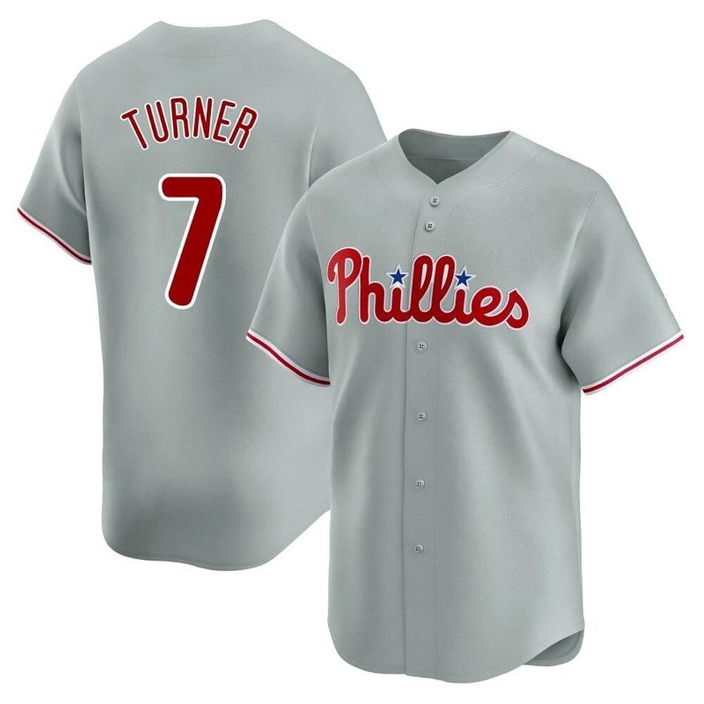 Jamed P.Phillies #7 Trea Turner Player Gray Home Limited Stitched Jerseys