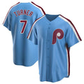 Jamed P.Phillies #7 Trea Turner Player Light Blue Home Game Stitched Jerseys