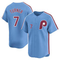 Jamed P.Phillies #7 Trea Turner Player Light Blue Home Limited Stitched Jerseys