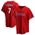 Jamed P.Phillies #7 Trea Turner Player Red Home Game Stitched Jerseys