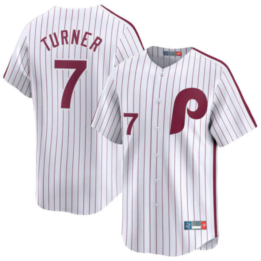 Jamed P.Phillies #7 Trea Turner Player White Cooperstown Collection Limited Home Stitched Jerseys
