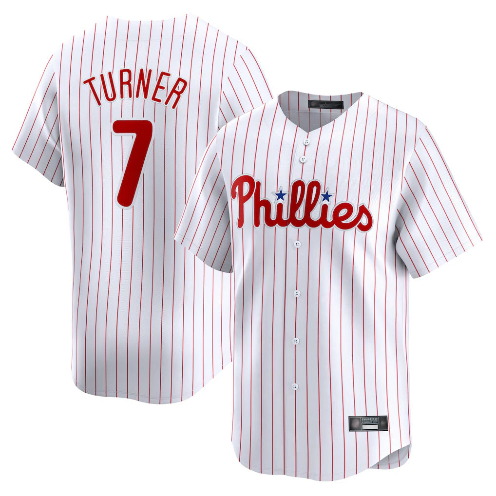 Jamed P.Phillies #7 Trea Turner Player White Home Limited Stitched Jerseys