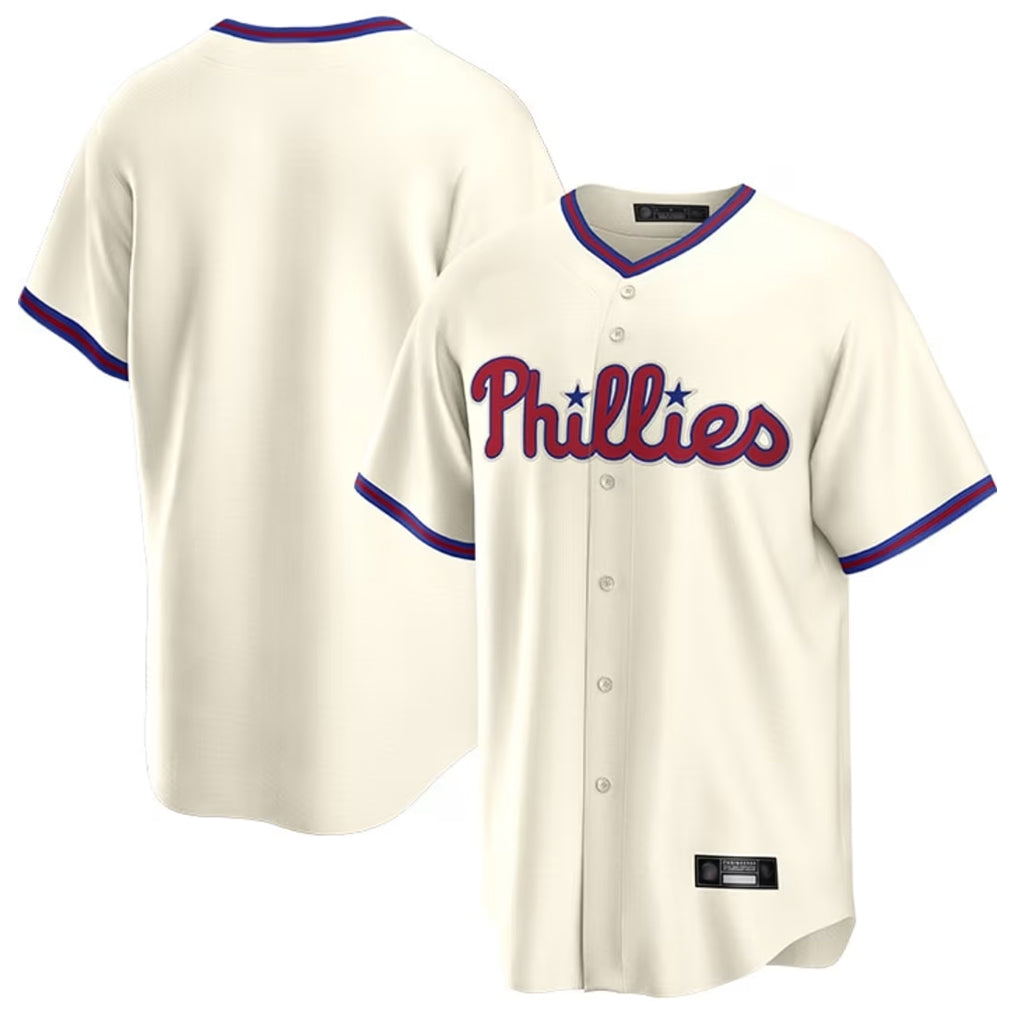 Jamed P.Phillies Blank Player Cream Home Game Stitched Jerseys