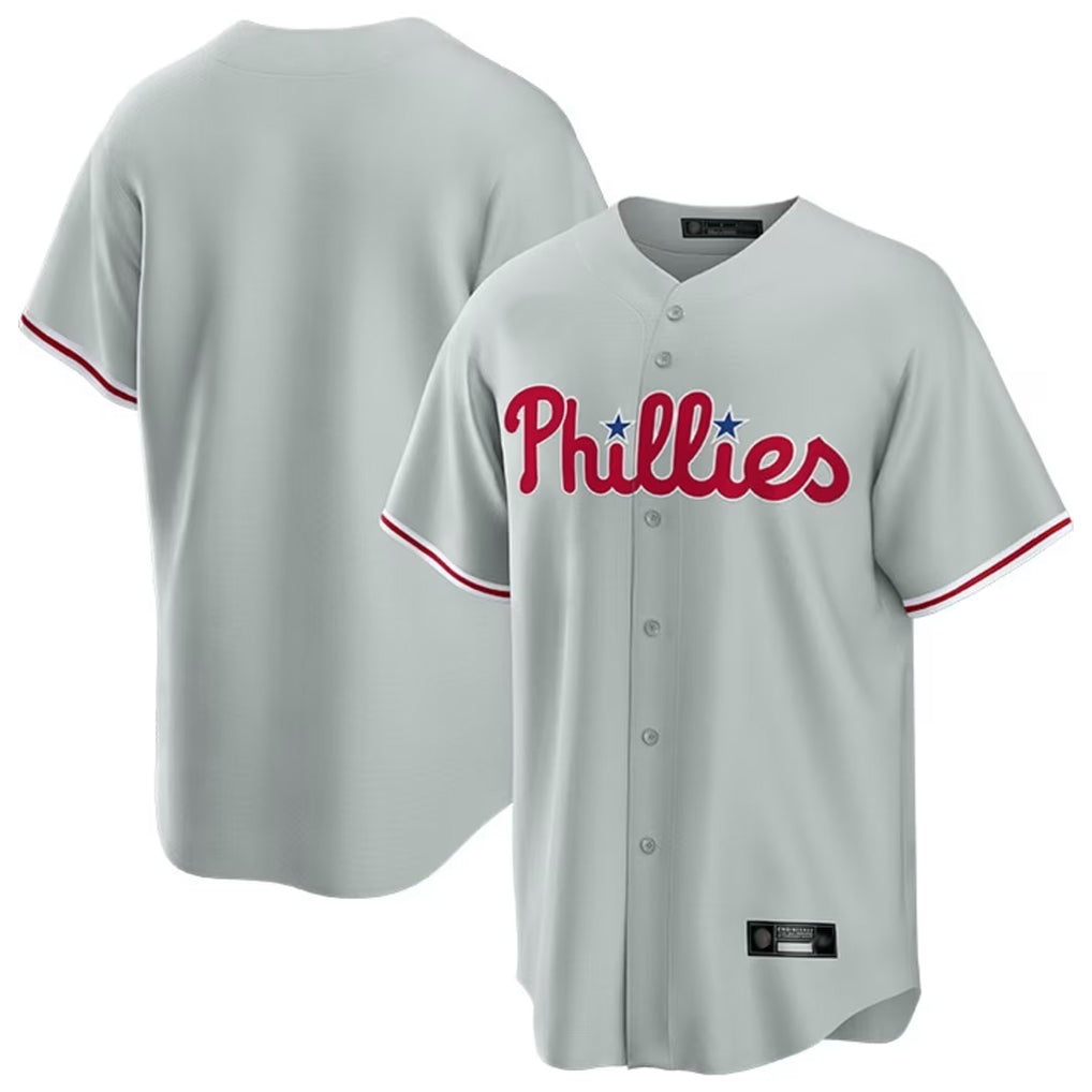 Jamed P.Phillies Blank Player Gray Home Game Stitched Jerseys