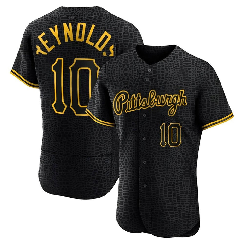 Jamed P.Pirates #10 Bryan Reynolds Player Black Snake Skin City Home Limited Elite Stitched Jerseys