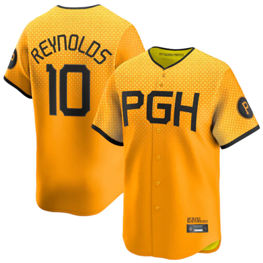 Jamed P.Pirates #10 Bryan Reynolds Player Gold City Connect Home Game Stitched Jerseys