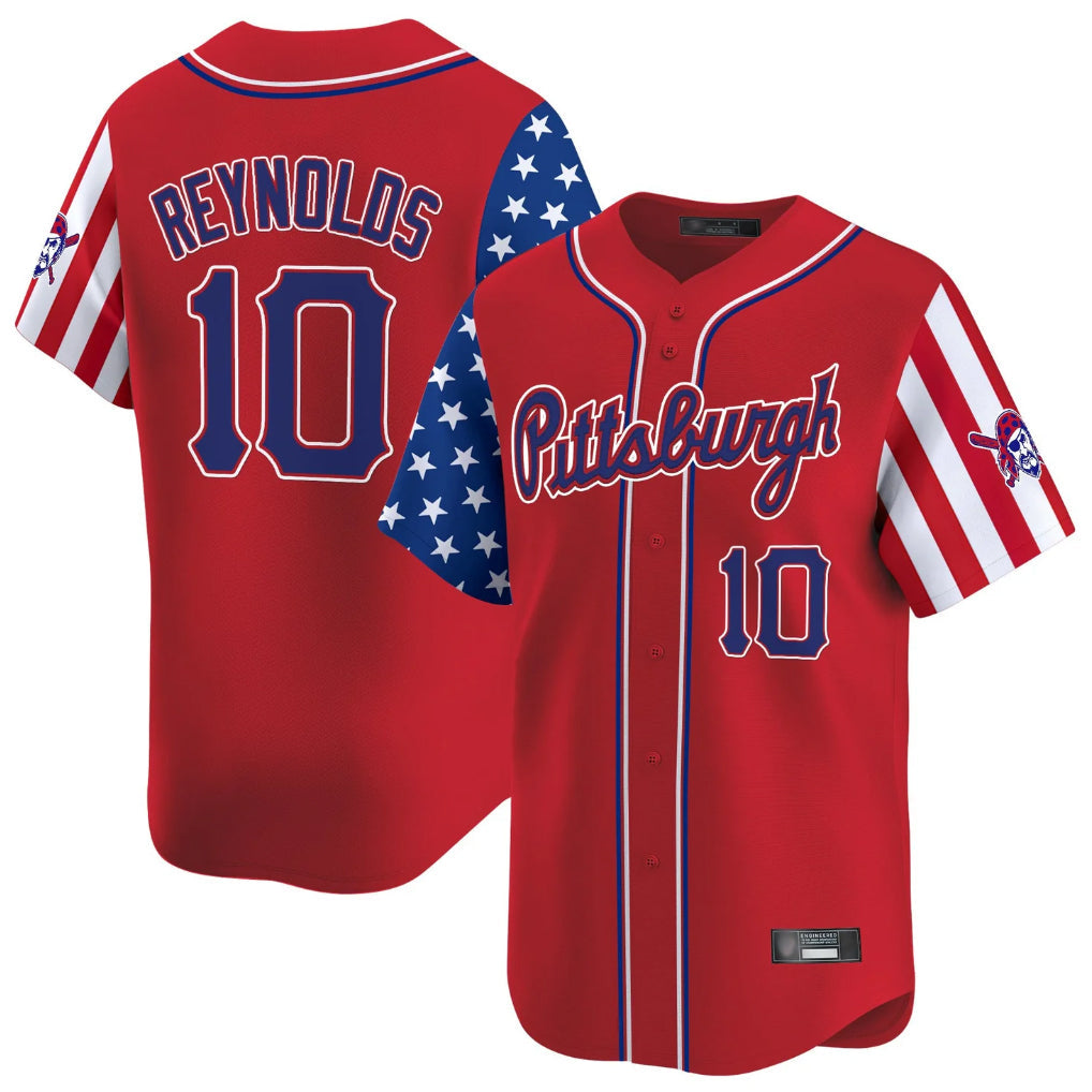 Jamed P.Pirates #10 Bryan Reynolds Player Red 2025 Independence Day Vapor Premier Limited Stitched Jerseys