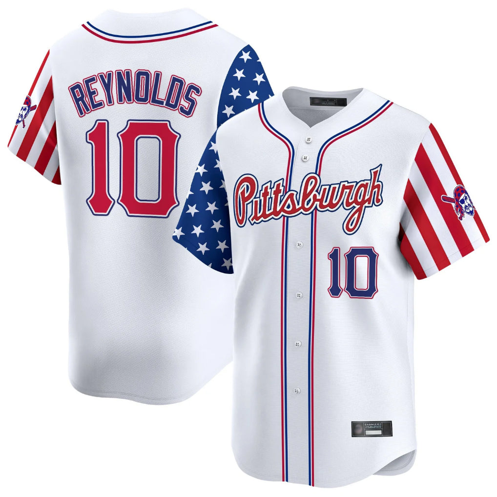 Jamed P.Pirates #10 Bryan Reynolds Player White 2025 Independence Day Vapor Premier Limited Stitched Jerseys
