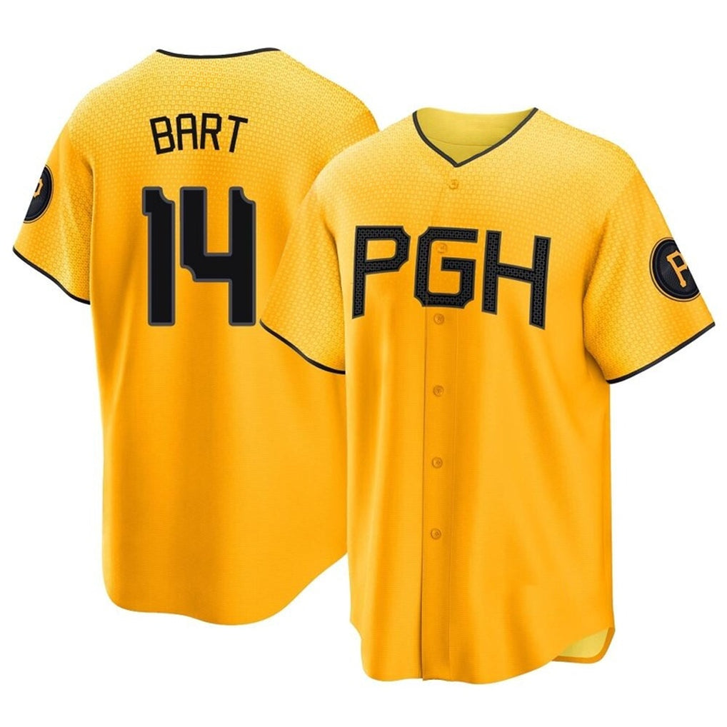 Jamed P.Pirates #14 Joey Bart Player Gold City Connect Home Game Stitched Jerseys