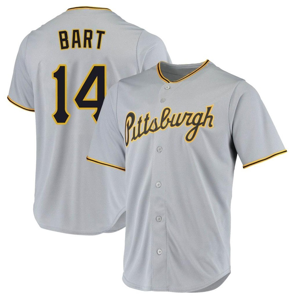 Jamed P.Pirates #14 Joey Bart Player Gray Road Home Game Stitched Jerseys