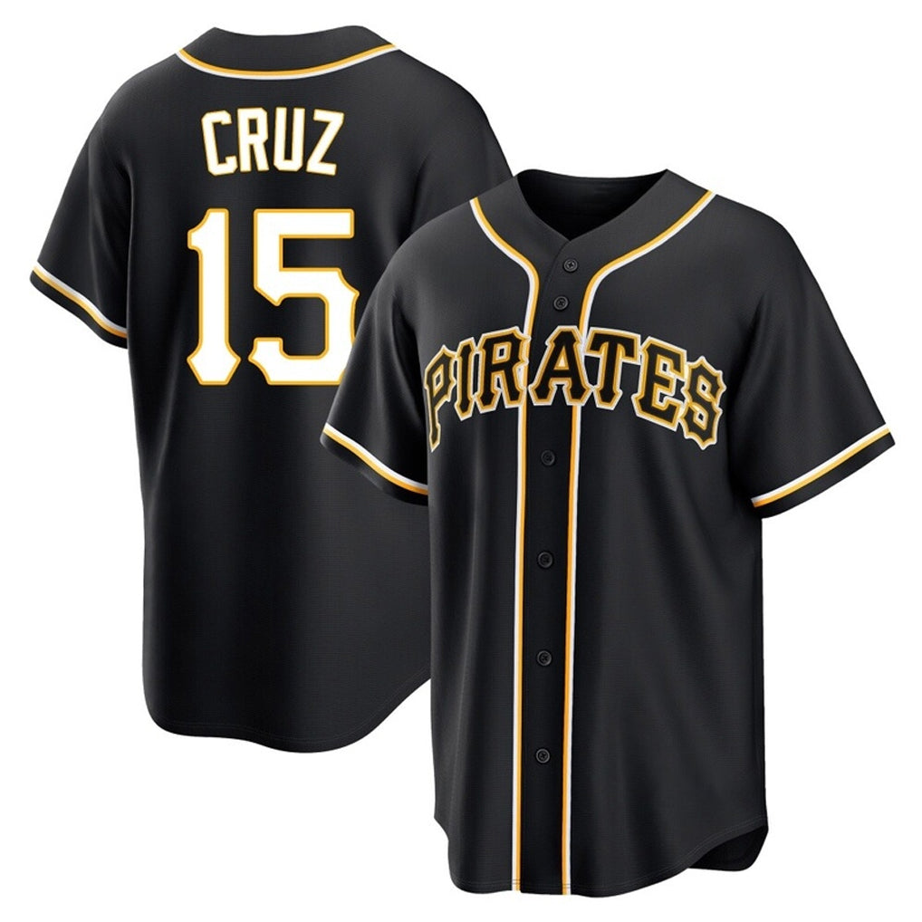 Jamed P.Pirates #15 Oneil Cruz Player Black Fashion Out Home Game Stitched Jerseys