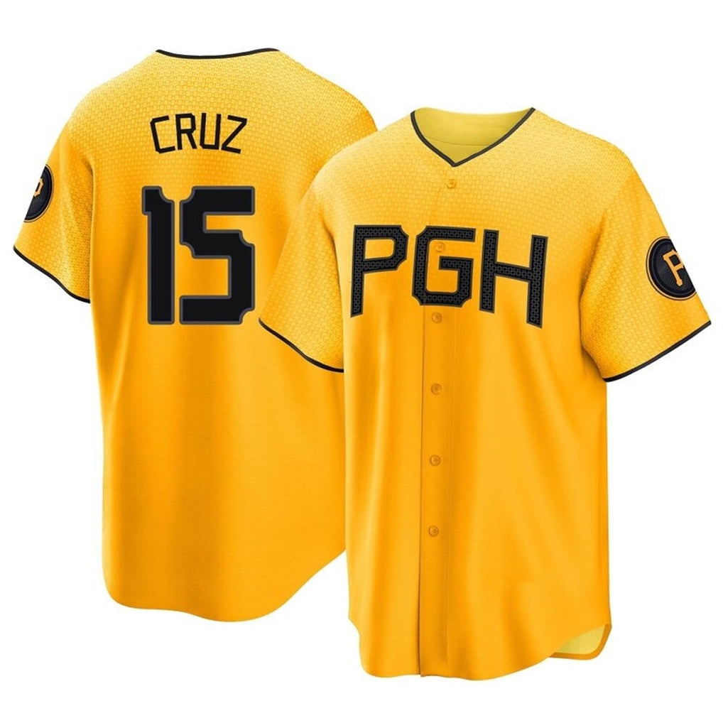 Jamed P.Pirates #15 Oneil Cruz Player Gold City Connect Home Game Stitched Jerseys