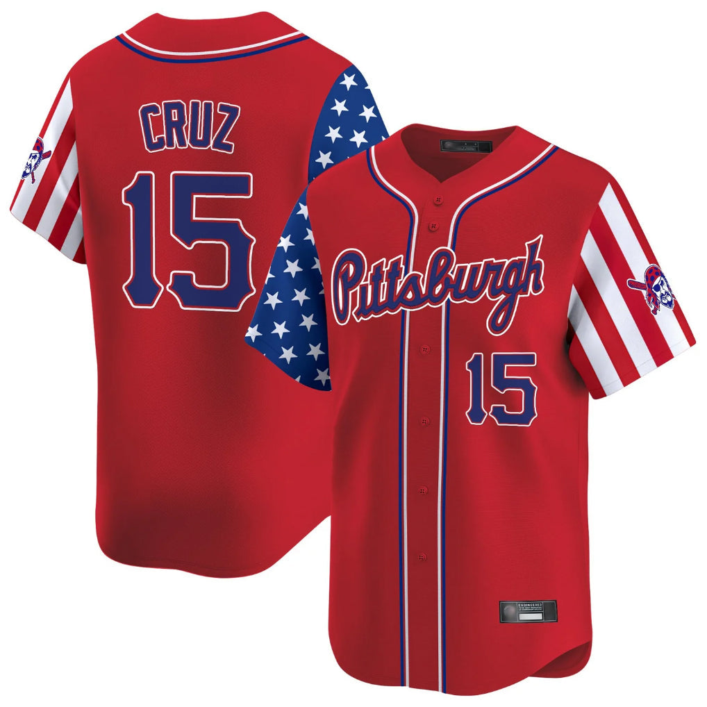 Jamed P.Pirates #15 Oneil Cruz Player Red 2025 Independence Day Vapor Premier Limited Stitched Jerseys
