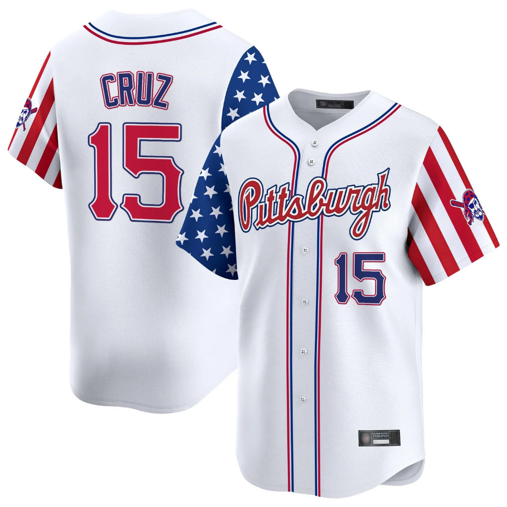 Jamed P.Pirates #15 Oneil Cruz Player White 2025 Independence Day Vapor Premier Limited Stitched Jerseys