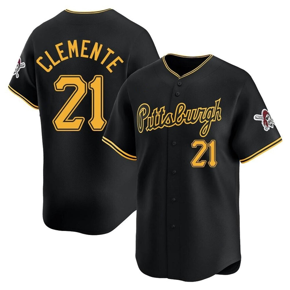Jamed P.Pirates #21 Roberto Clemente Player Black Alt Home Limited Stitched Jerseys