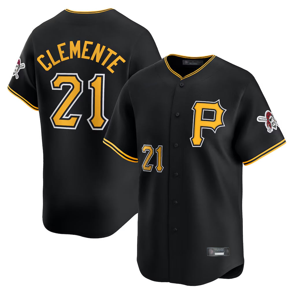 Jamed P.Pirates #21 Roberto Clemente Player Black Alternate Limited Game Stitched Jerseys