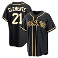 Jamed P.Pirates #21 Roberto Clemente Player Black Fashion Out Home Game Stitched Jerseys