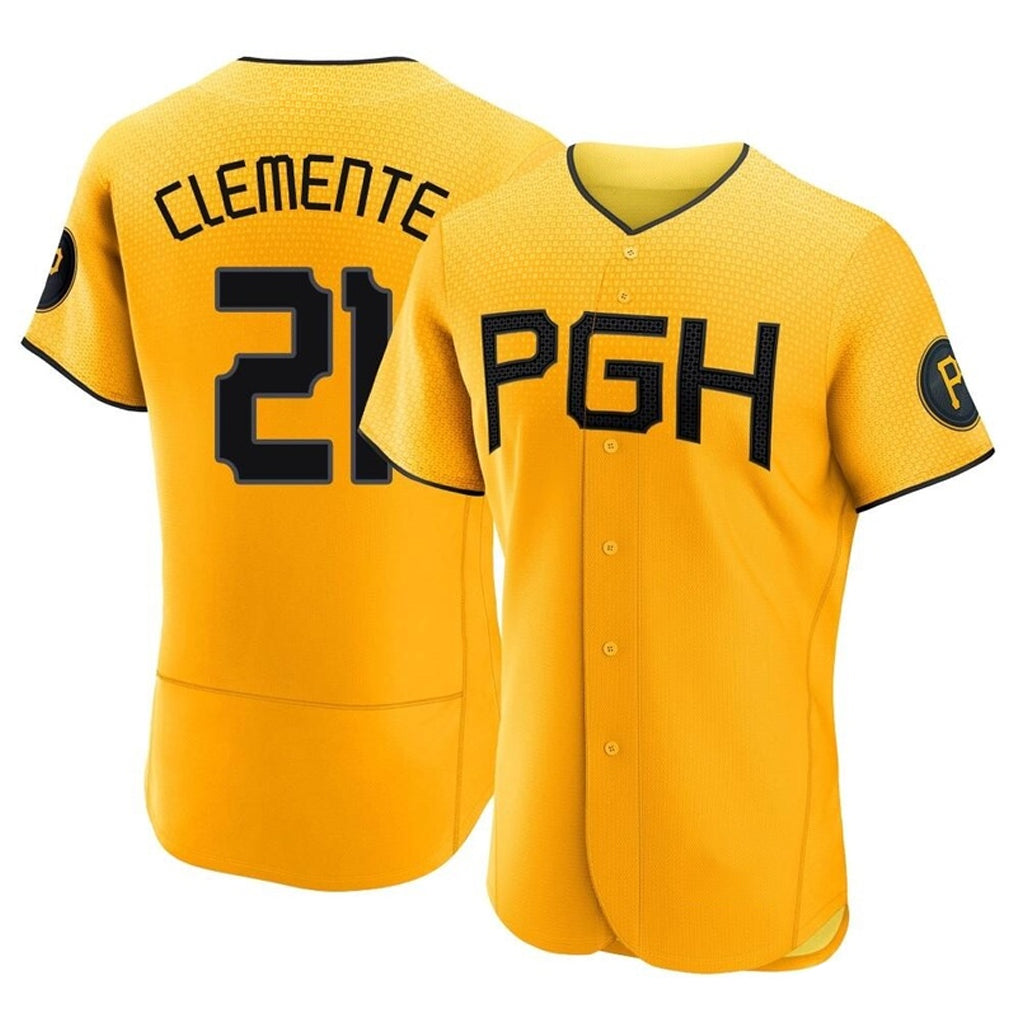 Jamed P.Pirates #21 Roberto Clemente Player Gold City Connect Home Limited Elite Stitched Jerseys