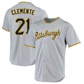 Jamed P.Pirates #21 Roberto Clemente Player Gray Road Home Game Stitched Jerseys