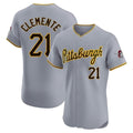 Jamed P.Pirates #21 Roberto Clemente Player Gray Road Home Limited Elite Stitched Jerseys
