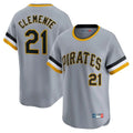 Jamed P.Pirates #21 Roberto Clemente Player Gray Throwback Cooperstown Collection Limited T-shirt Stitched Jerseys