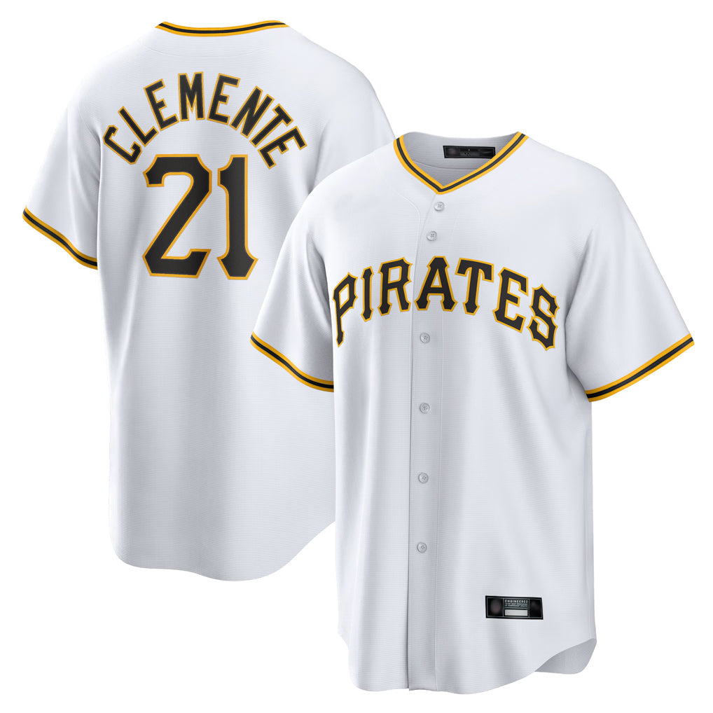 Jamed P.Pirates #21 Roberto Clemente Player White Home Game Stitched Jerseys