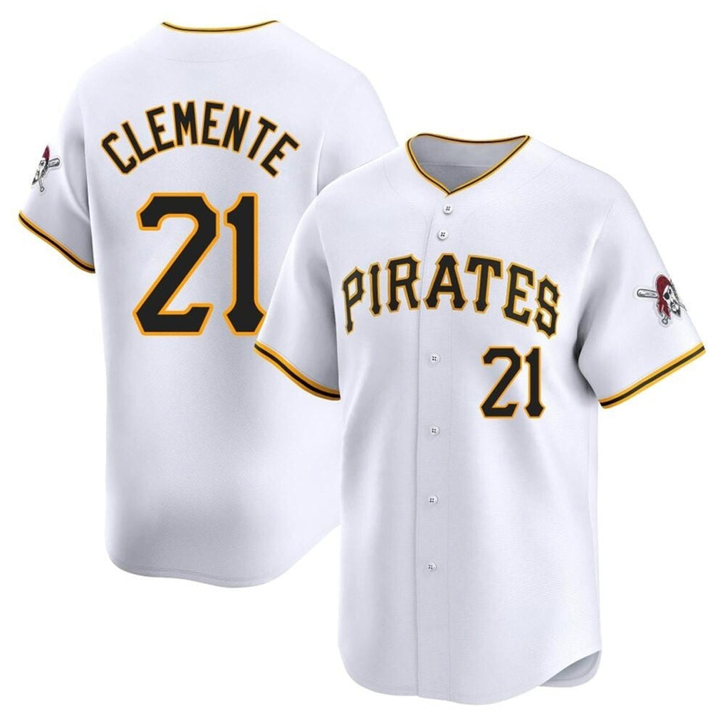Jamed P.Pirates #21 Roberto Clemente Player White Home Limited Stitched Jerseys