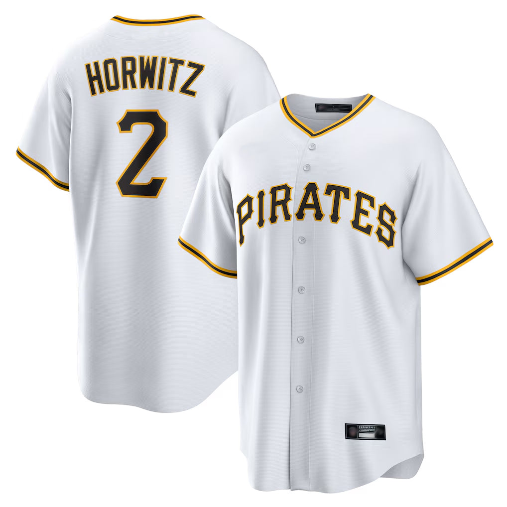 Jamed P.Pirates #2 Spencer Horwitz Player White Home Game Stitched Jerseys