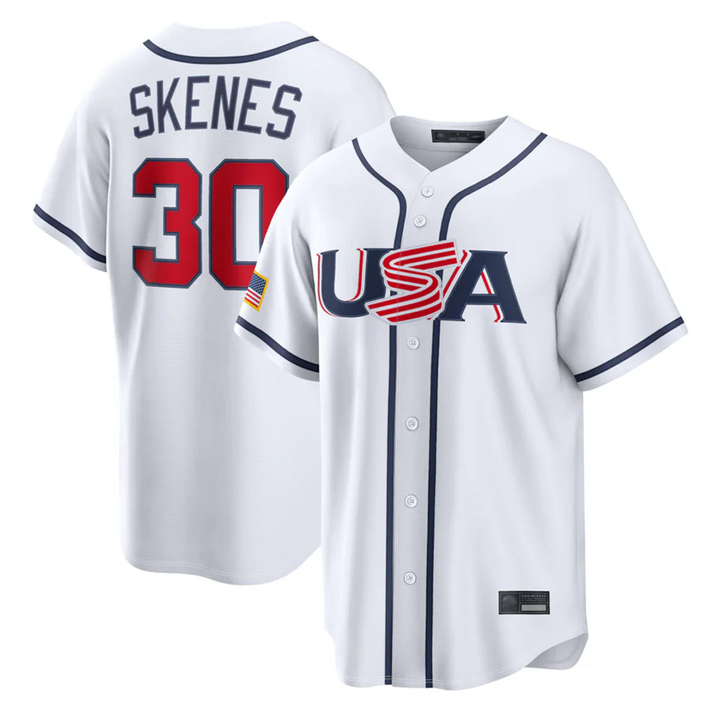 Jamed P.Pirates #30 Paul Skenes Player White USA 2026 World Classic Home Limited Stitched Jerseys
