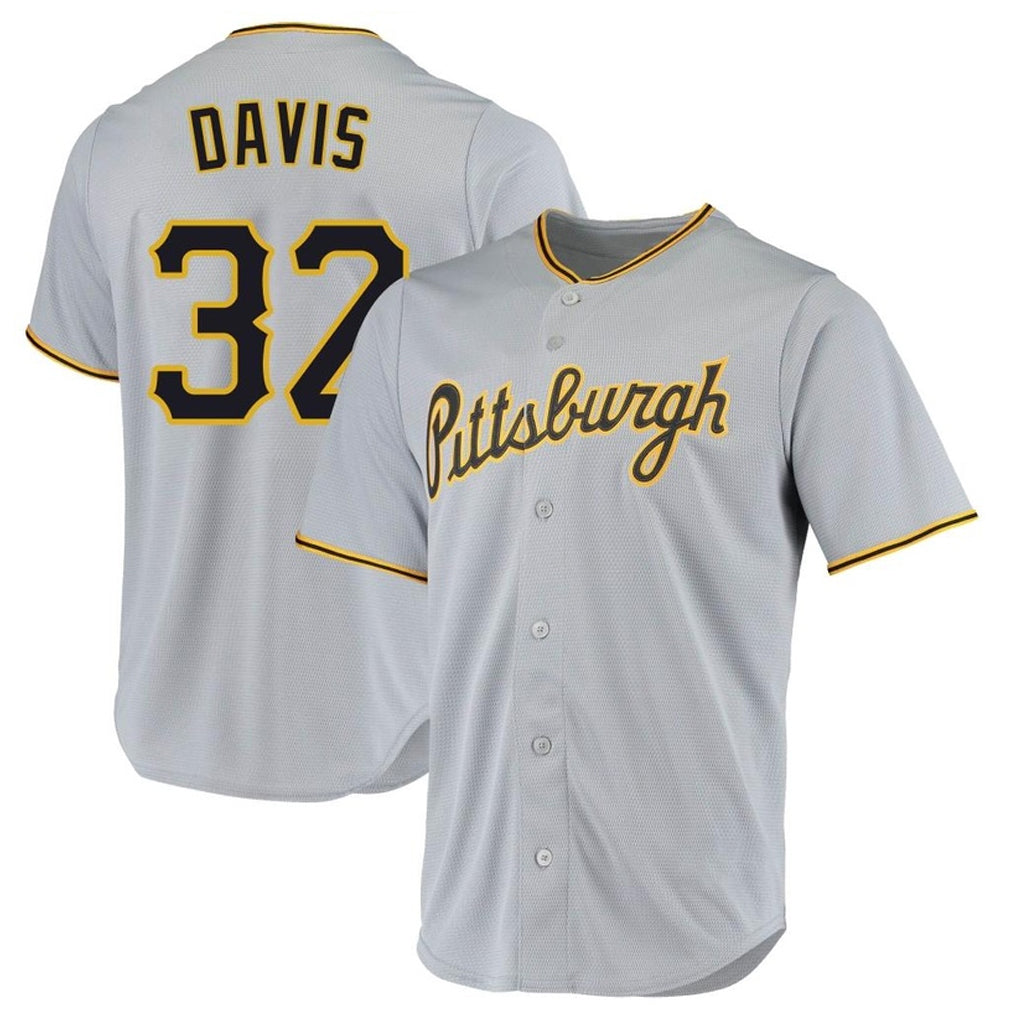 Jamed P.Pirates #32 Henry Davis Player Gray Road Home Game Stitched Jerseys
